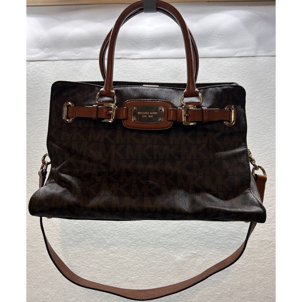 MICHAEL‎ KORS Hamilton Large Shoulder Tote Monogram Brown Bags
